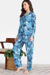 Zivame Indigo Wild Knit Poly Pyjama Set - Moonlight Ocean — thumbnail 3
